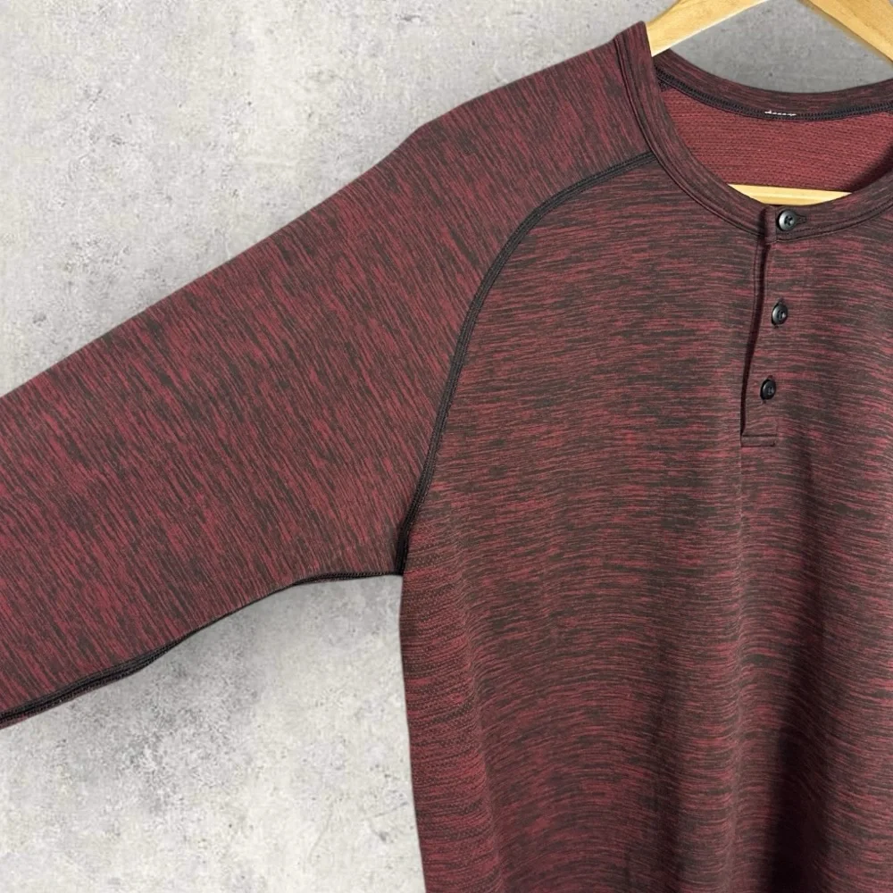 Lululemon Vent Tech Long Sleeve Henley Shirt Mens Size Large Oxblood Red Black L - Picture 7 of 13